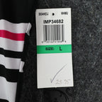 My Michelle geometric-striped tank top with braided black straps, size L hangtag