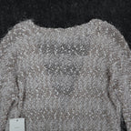 Erin London Cardigan Womens Small Stone Metallic Eyelash Fuzzy Knit Bell Sleeve - take2supply