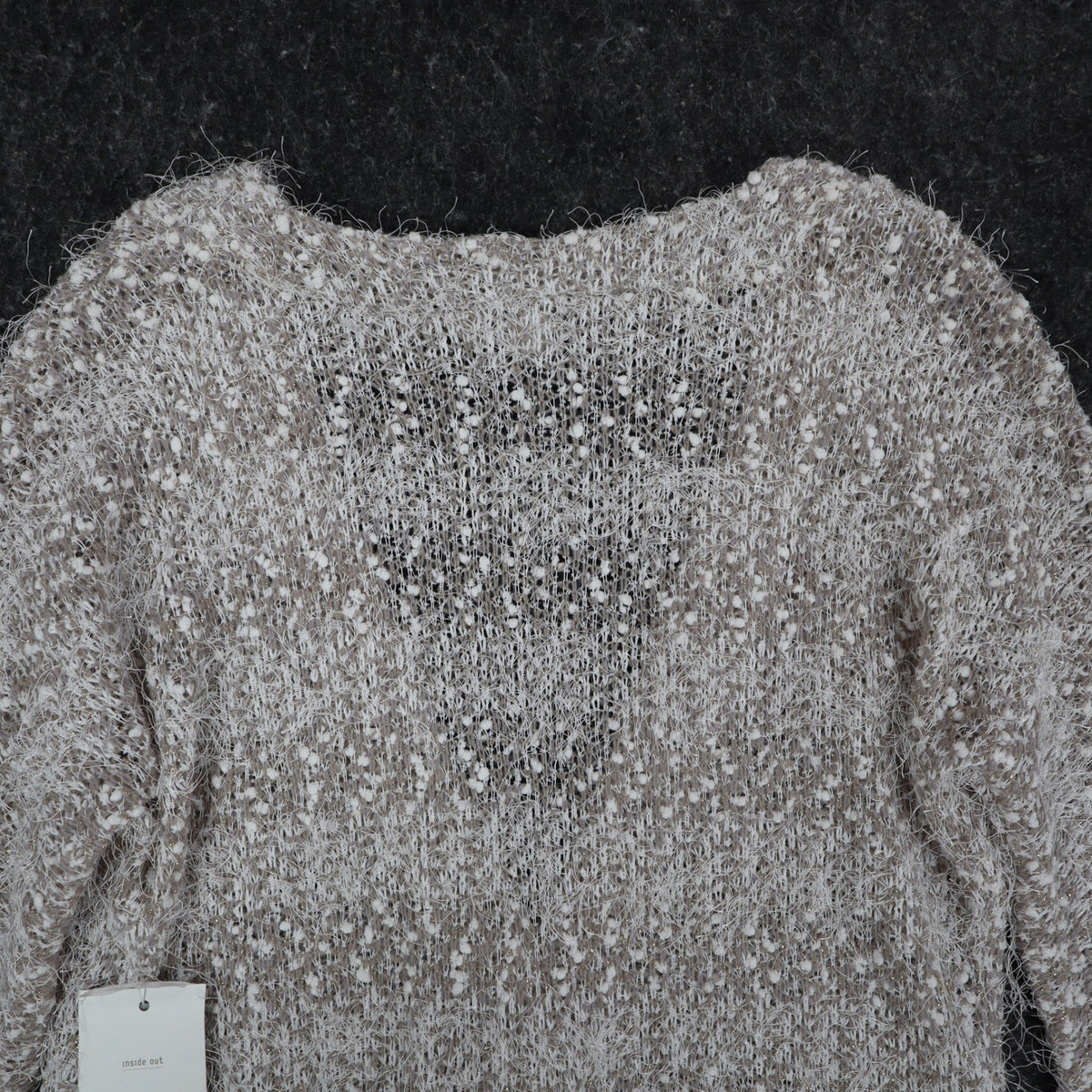 Erin London Cardigan Womens Small Stone Metallic Eyelash Fuzzy Knit Bell Sleeve - take2supply