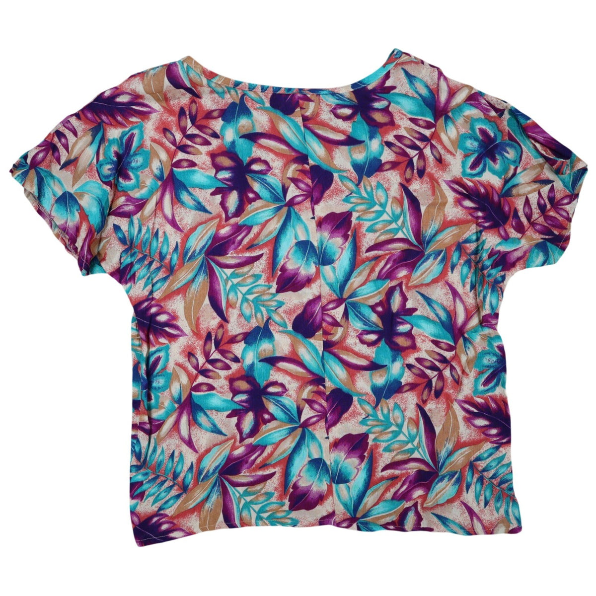 Xtrovert by Donnkenny Blouse Womens Medium Vintage 90s Rayon Tropical Floral USA - take2supply