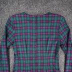 My Michelle Plaid Dress Womens 13/14 Vintage 90s Purple Green Long Sleeve Mini - take2supply