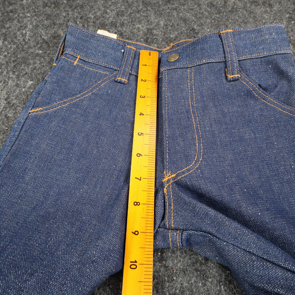 Key Vintage 70s Bell Bottom Jeans Kids 5 Reg Indigo Nu-Weave Denim Deadstock NOS - take2supply
