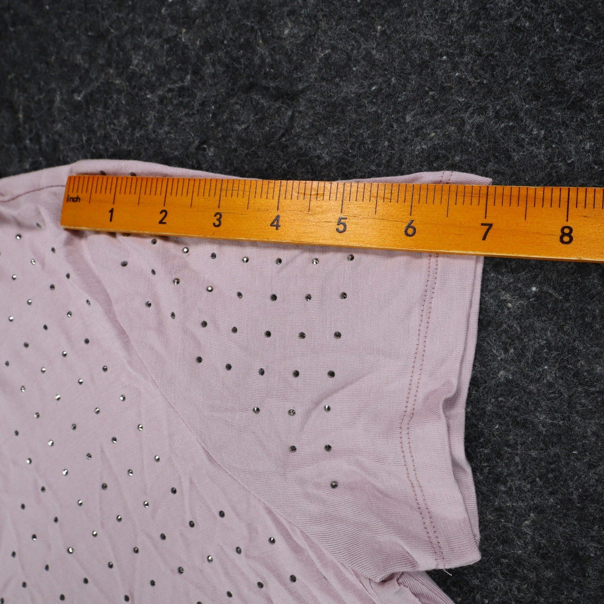 Vocal Rhinestone Stud Tunic Top Womens Small Mauve Pink High Low Layered V-Neck - take2supply