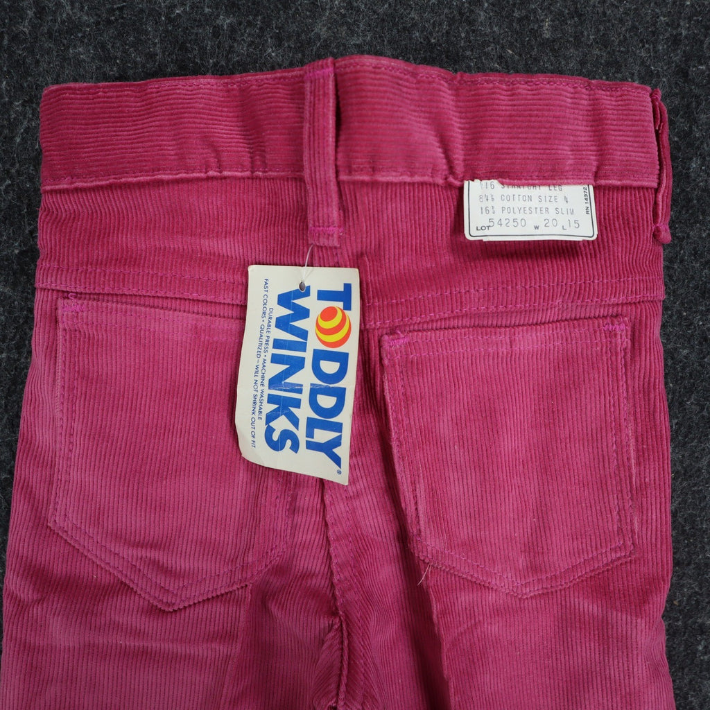 Toddly Winks Corduroy Pants Kids 4 Slim Pink Straight Leg USA Deadstock NWT - take2supply