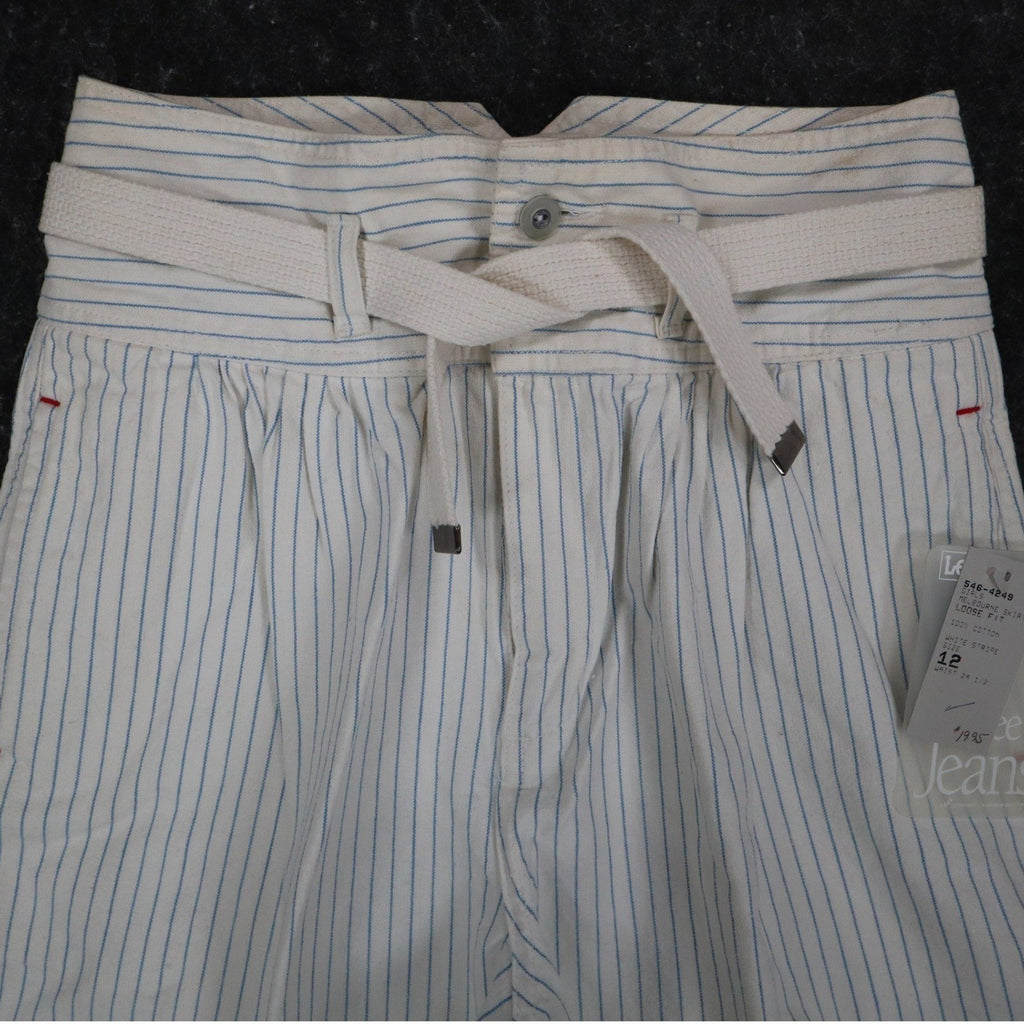 Lee Melbourne Skort Girls 12 Vintage 90s White Blue Stripe Cotton Loose Fit NWT - take2supply