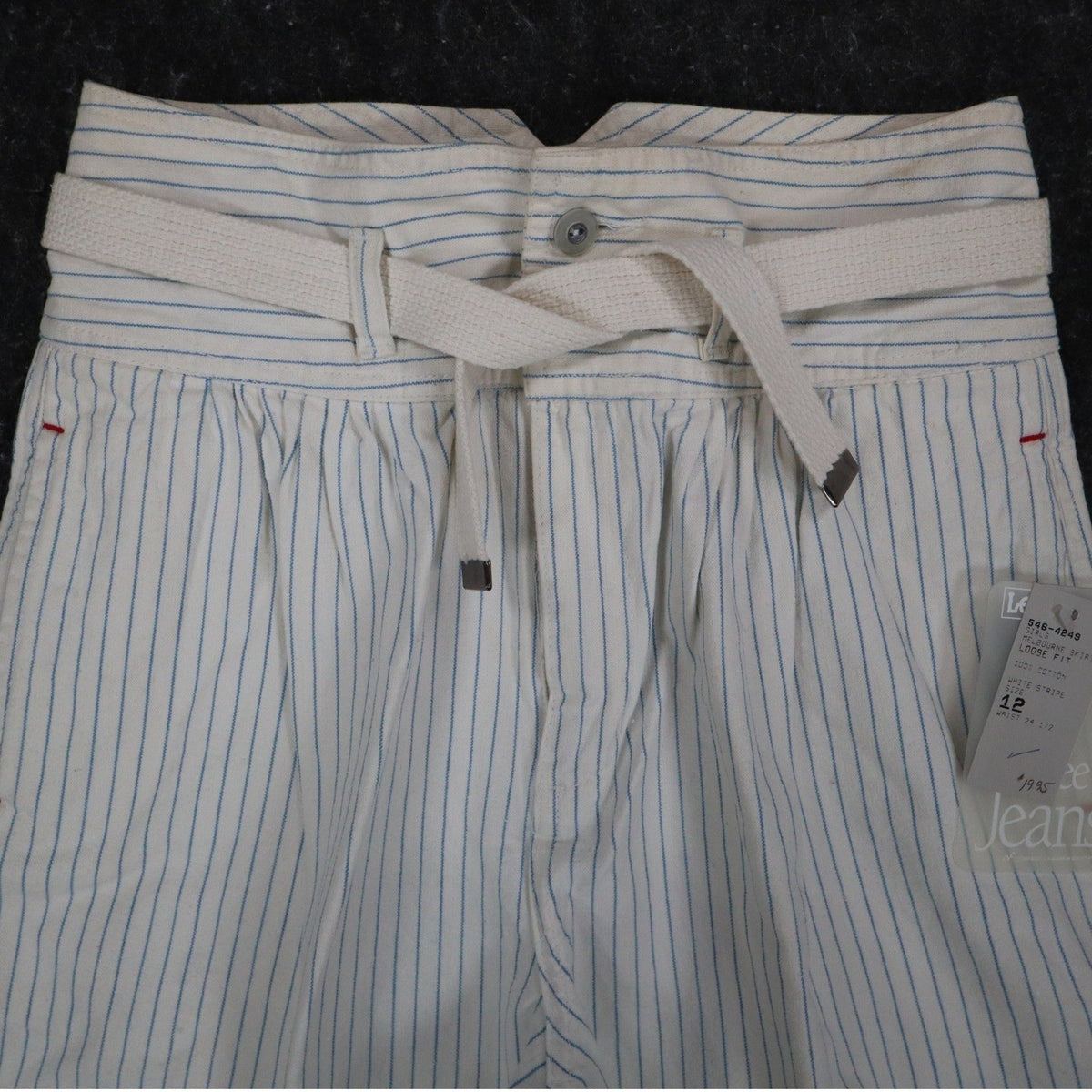 Lee Melbourne Skort Girls 12 Vintage 90s White Blue Stripe Cotton Loose Fit NWT - take2supply