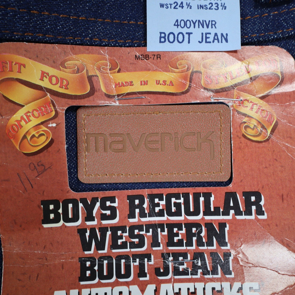 Maverick Western Boot Jean Boys 9 Reg Vintage Indigo Blue Denim Made in USA NEW - take2supply