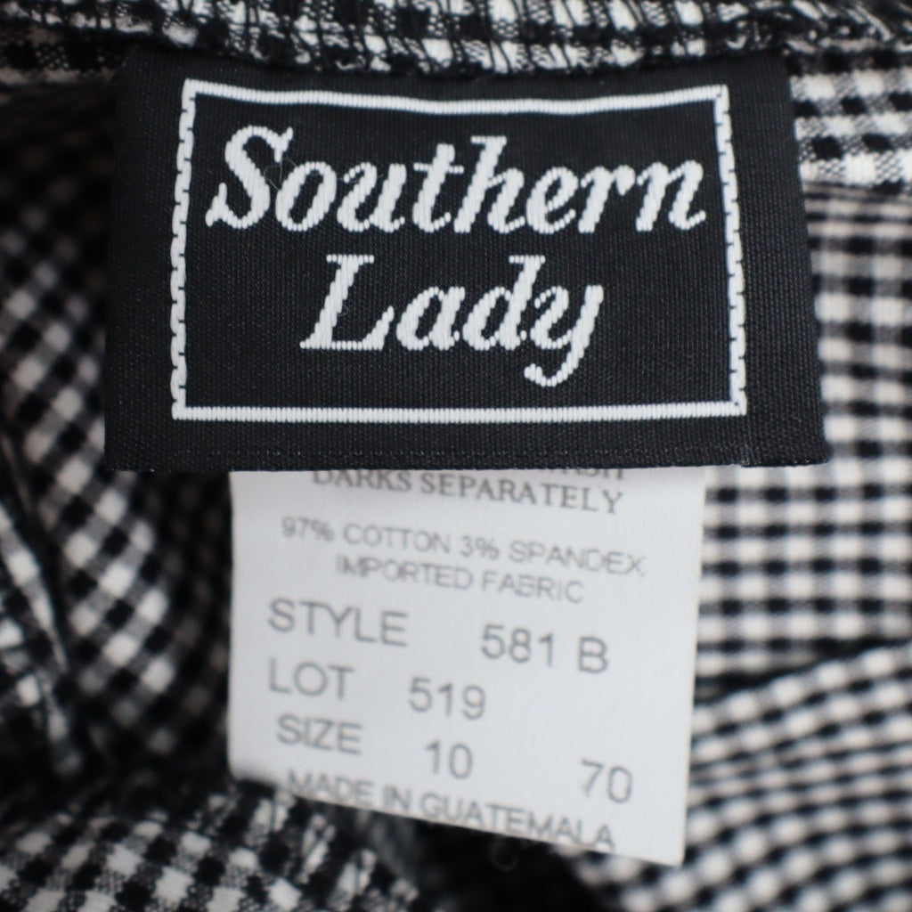 Southern Lady Gingham Pants Womens 10 Black White Stretch Straight Leg New C858 - take2supply