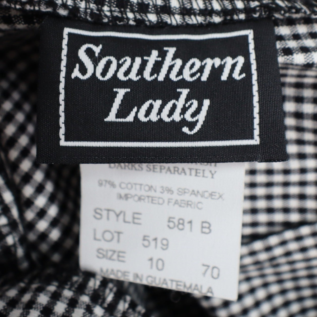 Southern Lady Gingham Pants Womens 10 Black White Stretch Straight Leg New C858 - take2supply