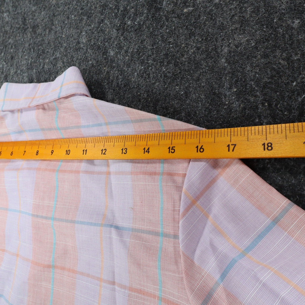 Jenny B Collection Plaid Shirt Womens 9/10 Vintage 80s Pink Pastel Short Sleeve - take2supply