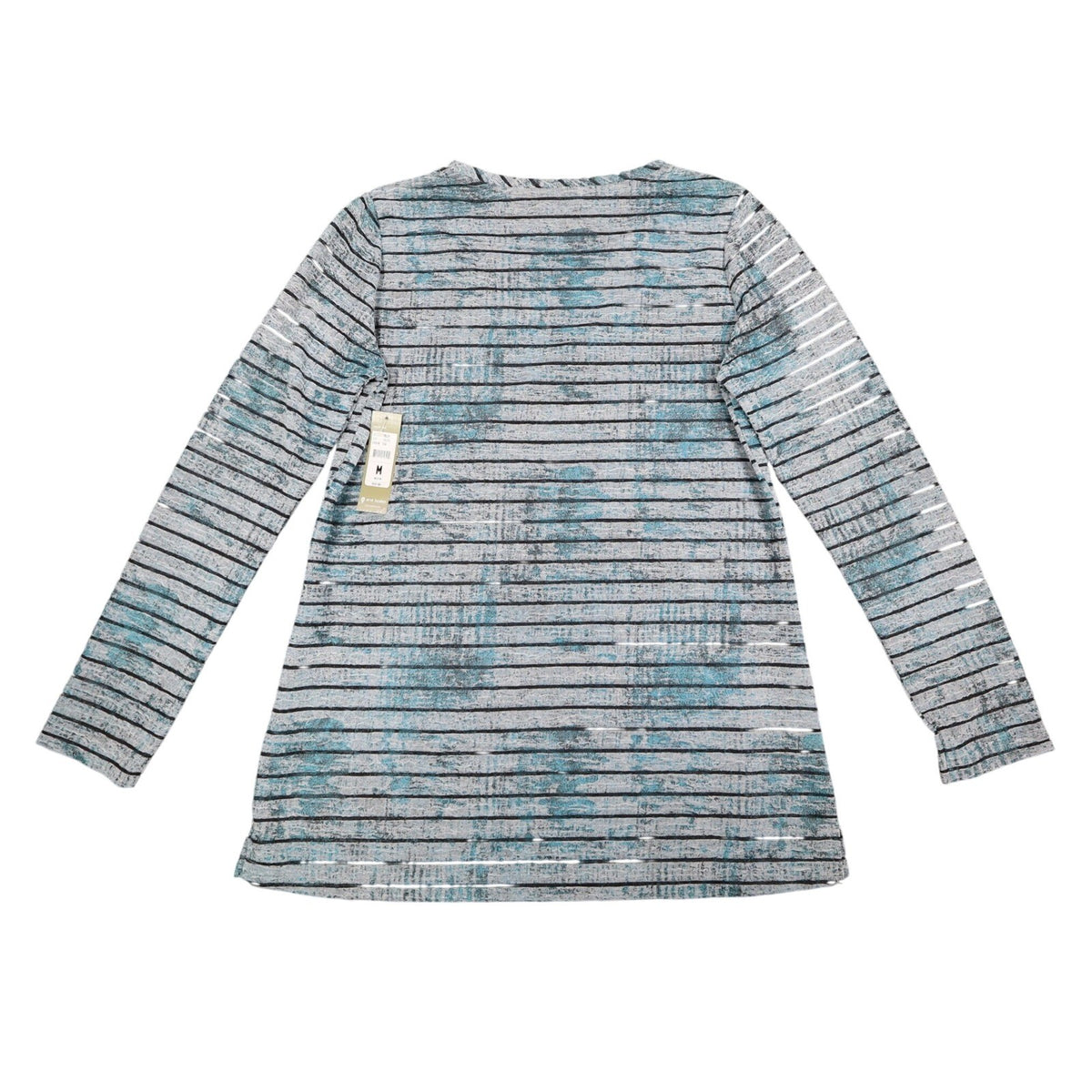 Erin London Top Womens Medium NWT Blue Grey Striped Textured Long Sleeve 78229 - take2supply