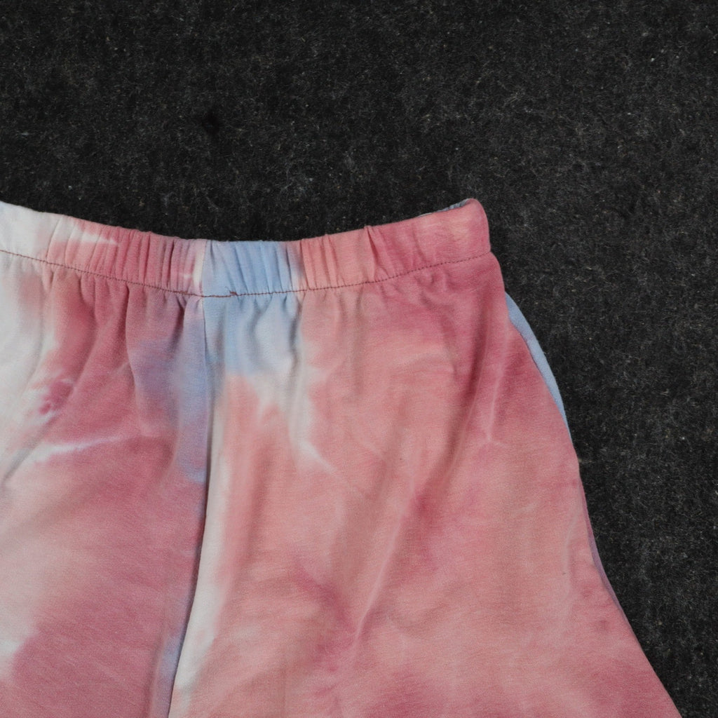 Hem & Thread Shorts Womens Small Pink Blue Tie Dye Elastic Waist Lounge 30197 - take2supply