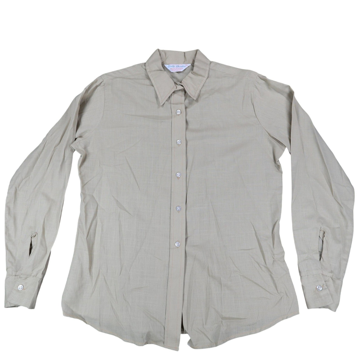 Lady Donlin Button Down Shirt Womens 16 Vintage 70s Tan Cotton Blend Deadstock - take2supply