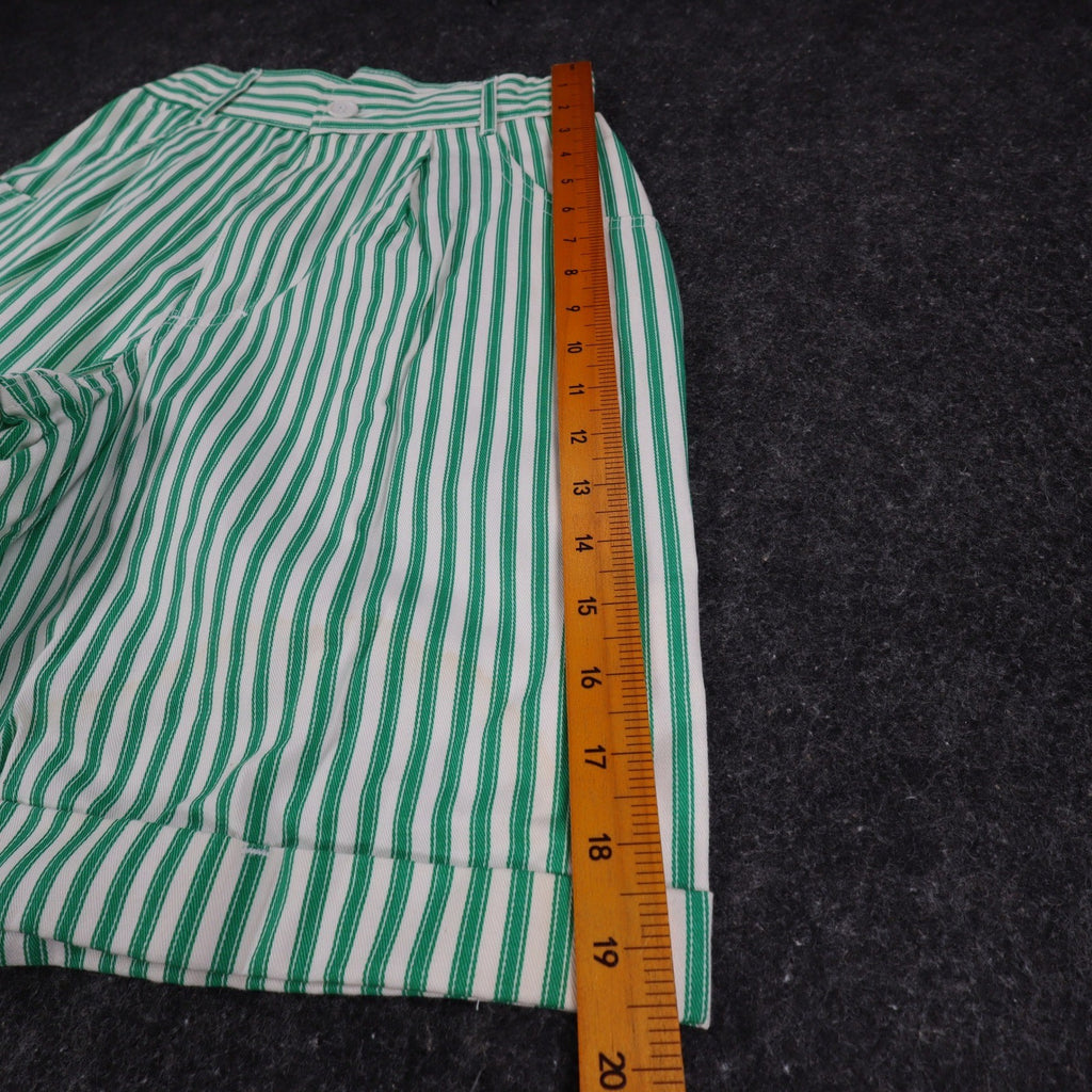 Hang Ten Shorts Womens 3/4 Vintage 80s Green White Striped Cotton High Waist NWT - take2supply