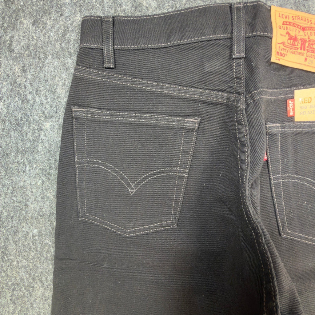 Levi's Vintage 90s 550 Relaxed Fit Jeans Mens 29x30 Black Denim NOS NWT - take2supply