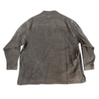 Back view of brown Alan Flusser button-front shirt jacket