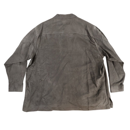 Back view of brown Alan Flusser button-front shirt jacket