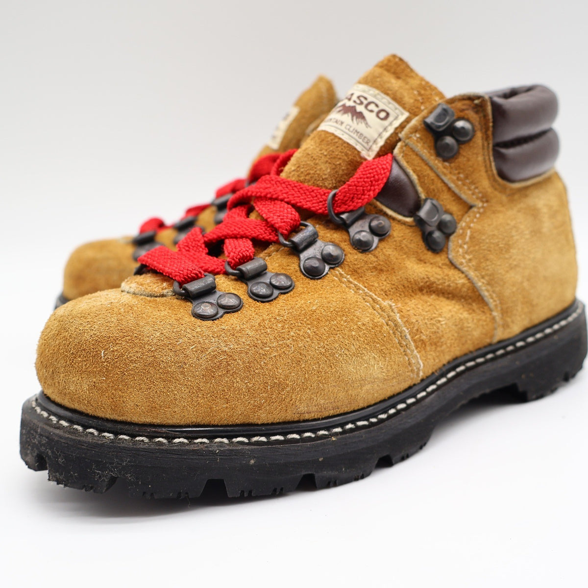 Lasco Mountain Climber Boots Size 4.5 Vintage Tan Suede Red Laces Deadstock - take2supply