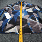 Erin London Women Medium Full Zip Jacket Blue Grey Abstract Grid Search 96455 - take2supply