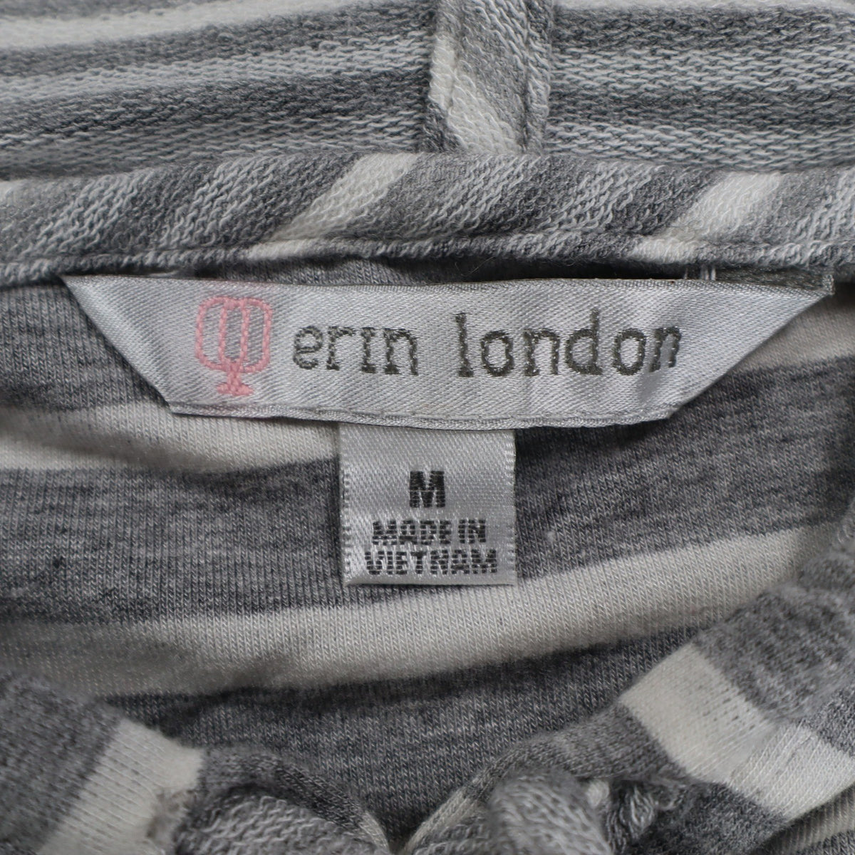 Erin London Womens M Gray White Striped Lace Up Hooded Tunic Top NWT - take2supply