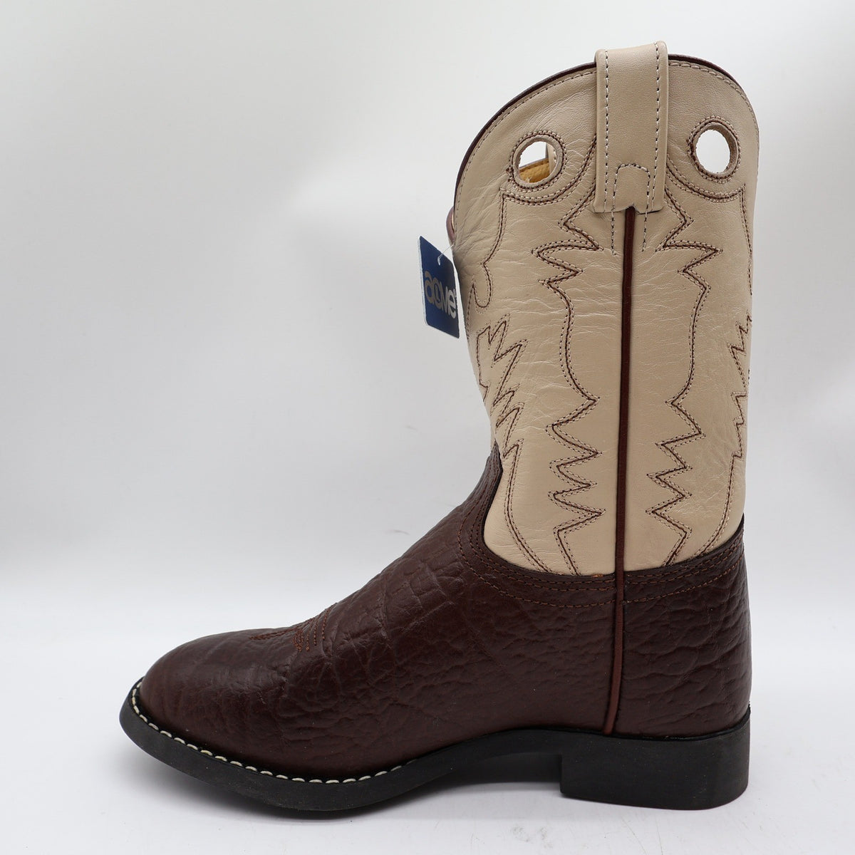Acme Vintage Style Roper Boots Kids 3.5 Brown Bullhide Leather New NWT - take2supply