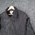 N Touch Jacket Womens 10 Black Textured Puckered Zip Front Mock Neck NWT - take2supply