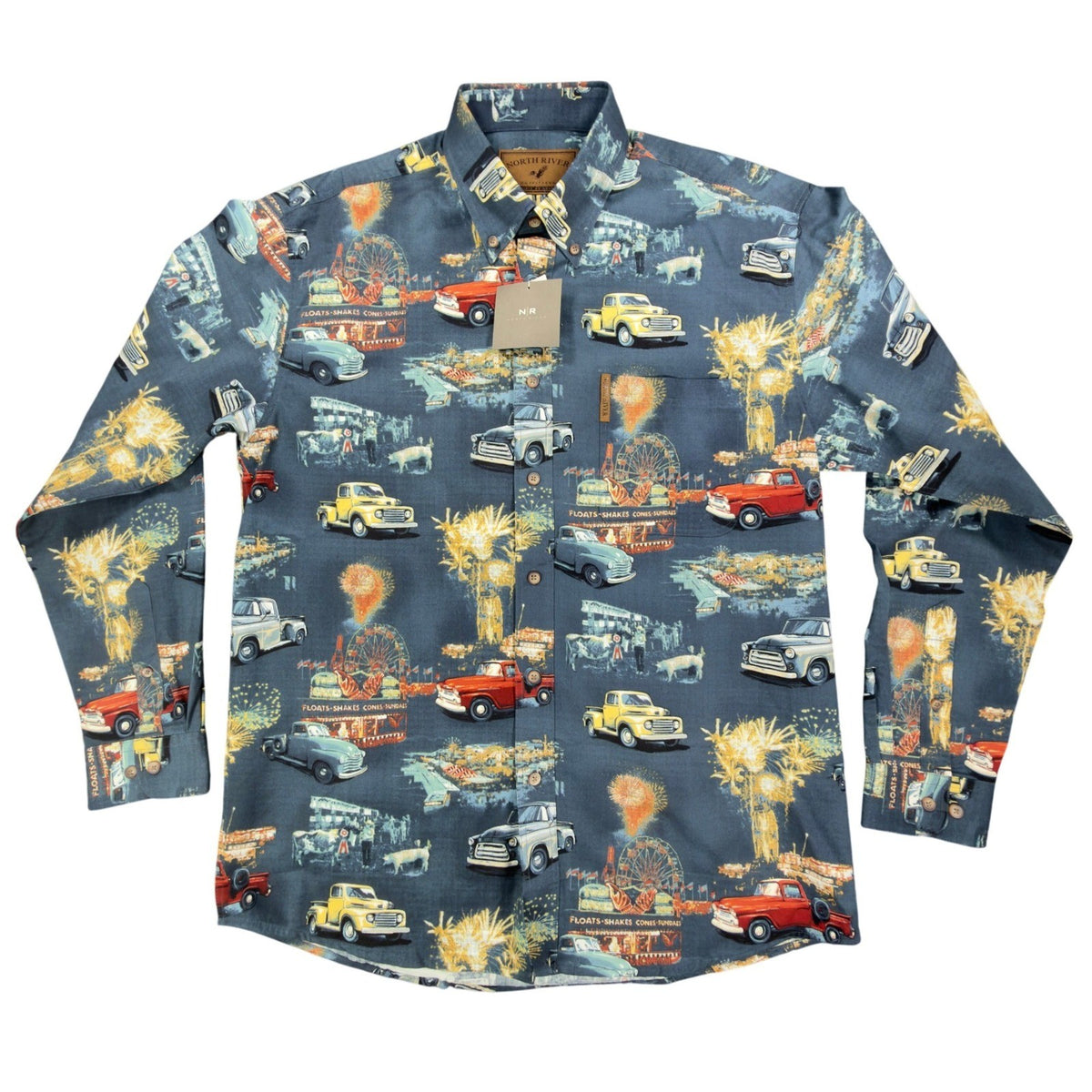 North River Americana Truck Shirt Mens Medium Black Cotton NWT Vintage Style - take2supply