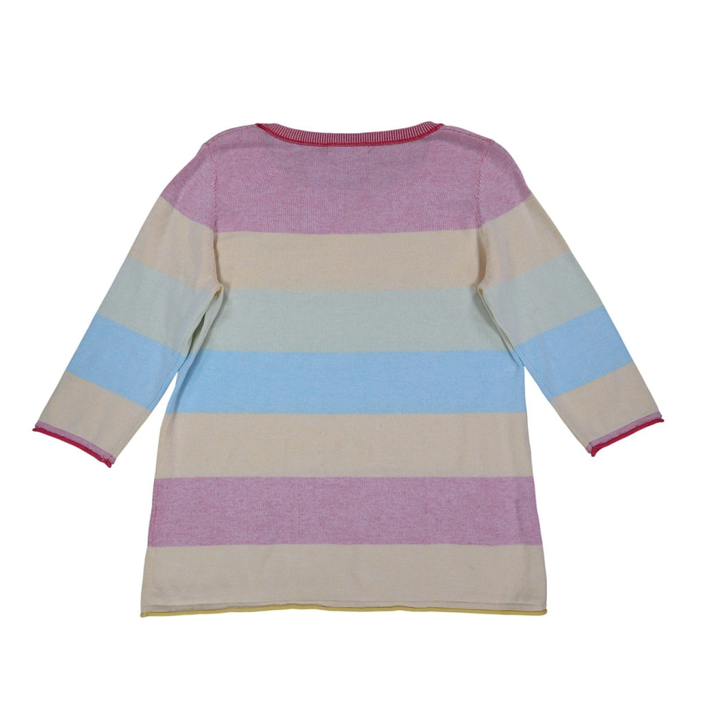 Variations Sweater Womens Large Multi Pastel Striped 3/4 Sleeve Cotton V1860 - take2supply