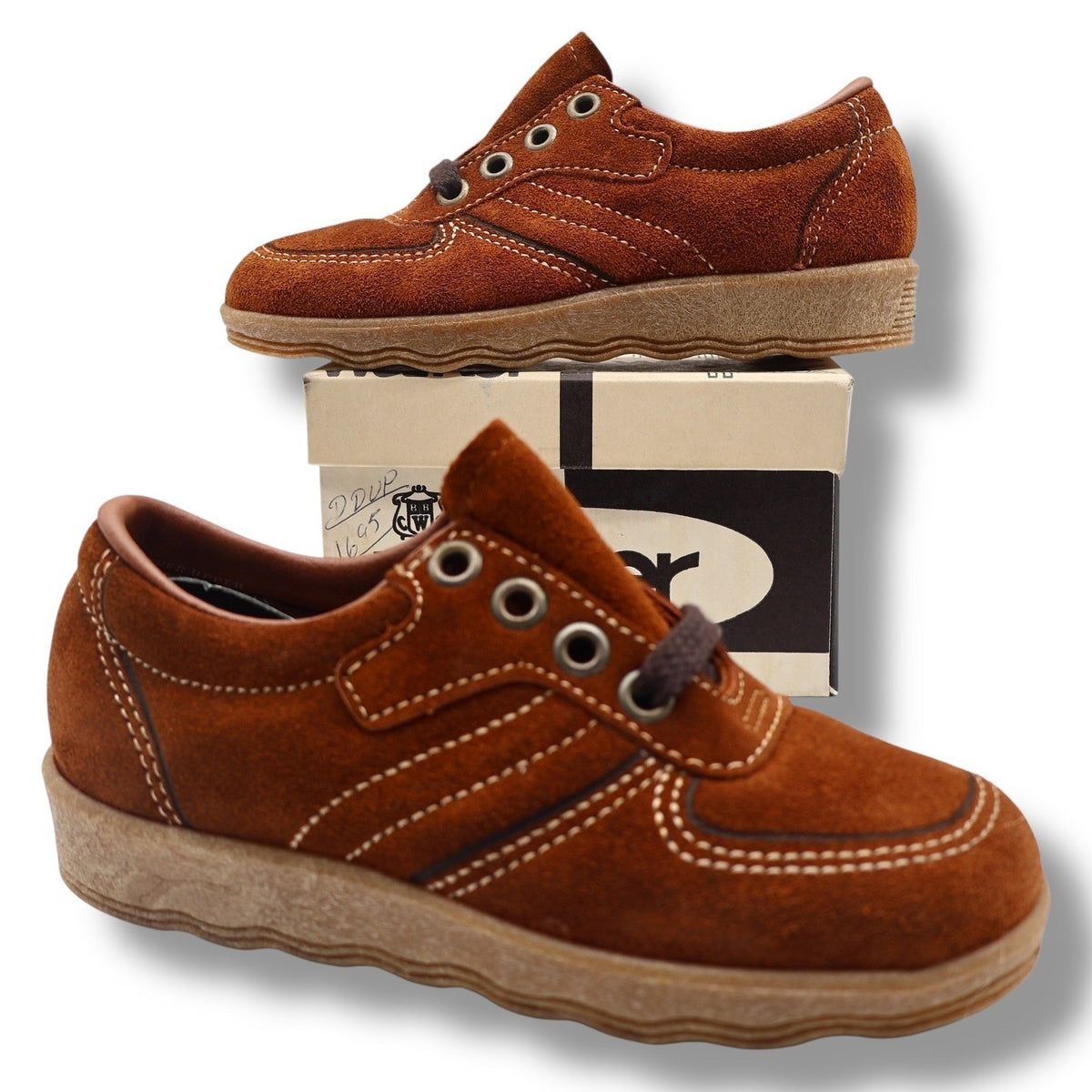 Walker Shoes Oxford Kids 11.5D Vintage Brown Suede Crepe Sole Deadstock 2646 - take2supply