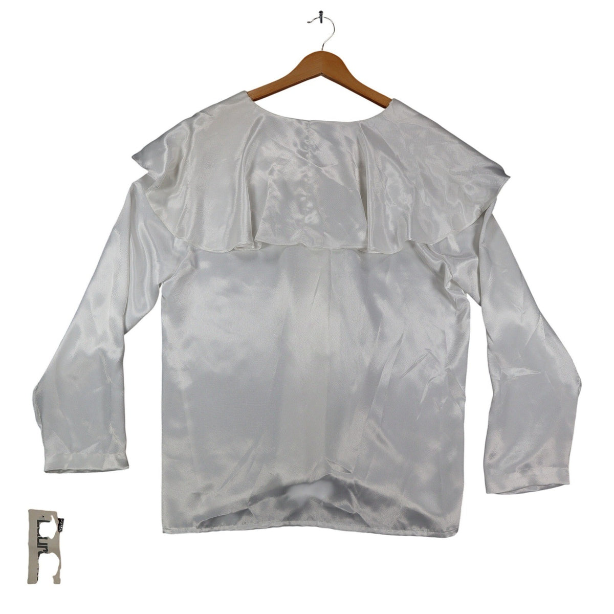 Laura Mae Blouse Womens 12 Vintage 80s White Satin Sailor Collar Tie Neck 6620 - take2supply