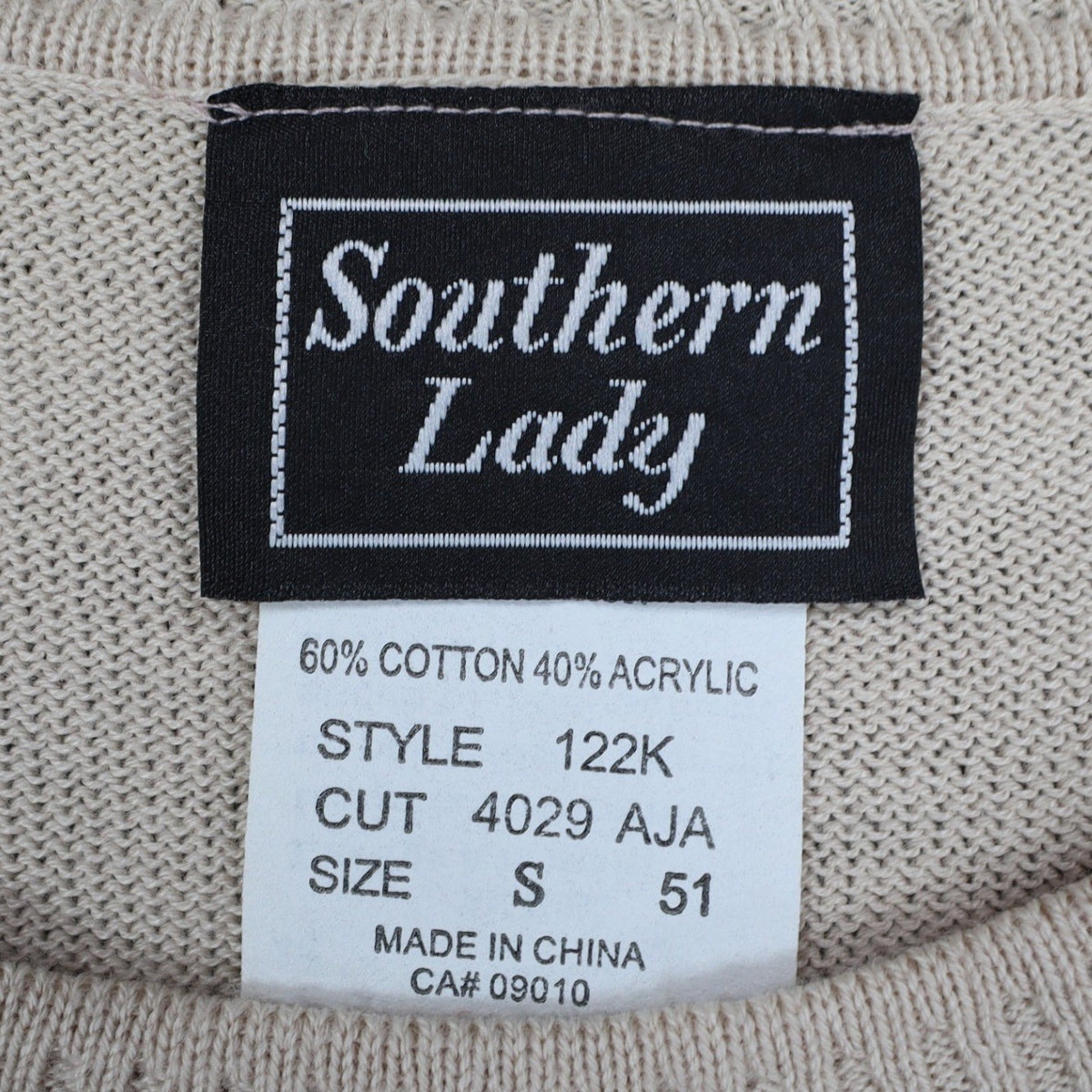 Southern Lady Sweater Womens Small NWT Y2K Buff Beige Embroidered Knit Top 122K - take2supply