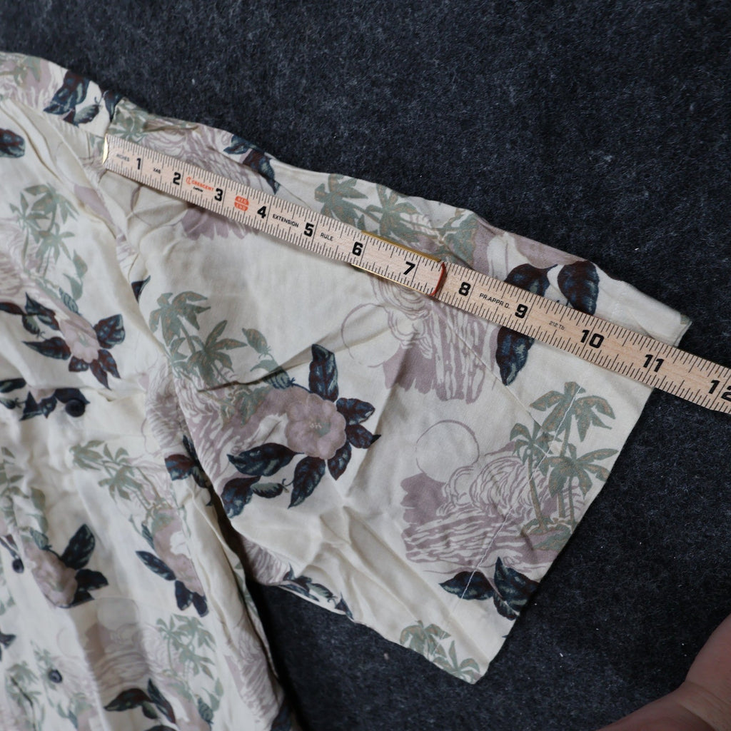 Bugle Boy Button Up Shirt Mens XL Beige New Tropical Floral Rayon Short Sleeve - take2supply
