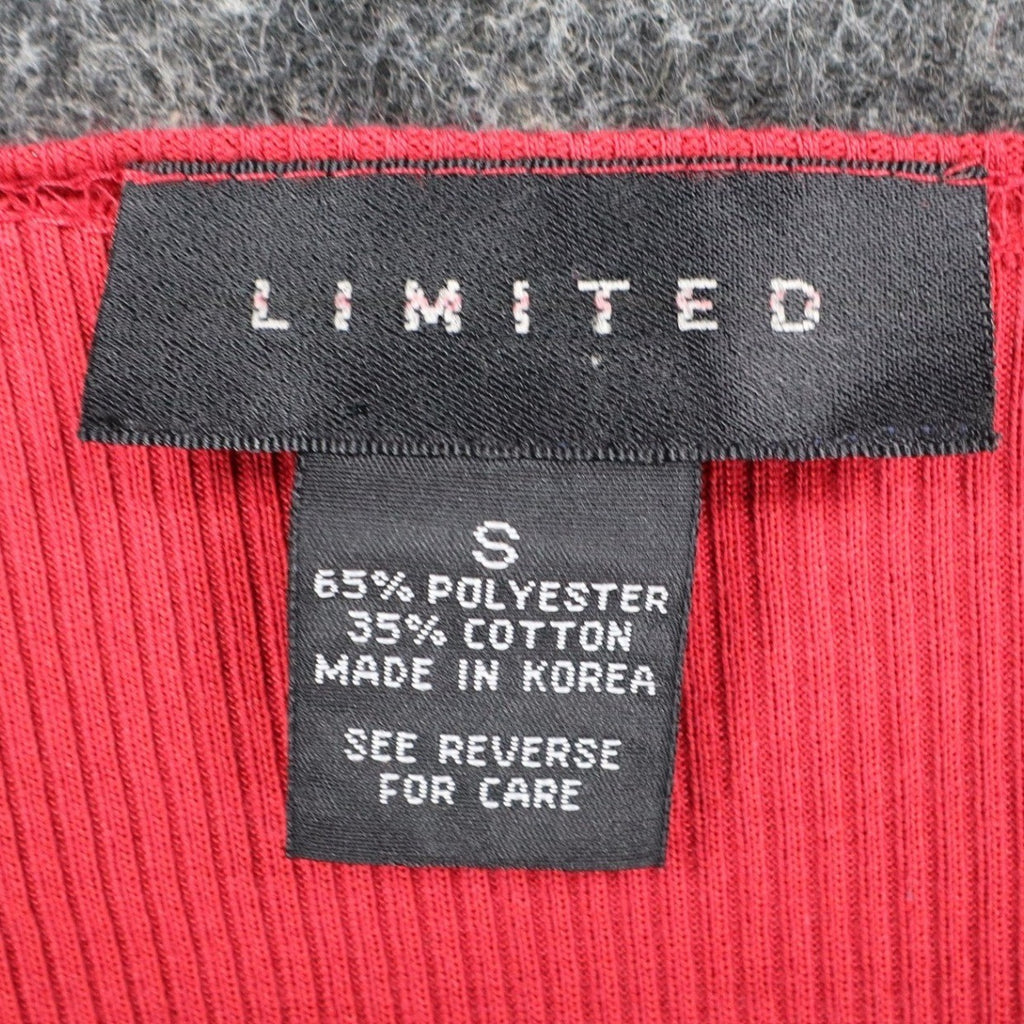 Limited Top Womens Small Vintage 90s Red Ribbed Long Sleeve Crew Neck Shirt - take2supply
