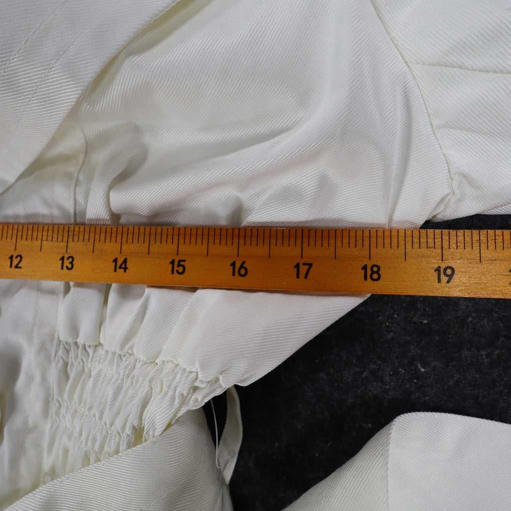 Takara Trench Coat Womens L White Belted Double Breasted Smocked NOS NWT - take2supply