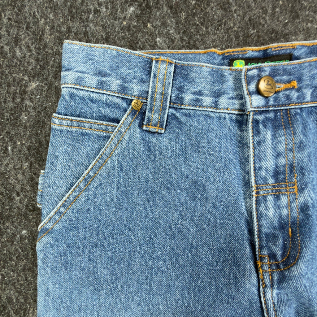 John Deere Y2K Carpenter Shorts Girls 10 Blue Stone Wash Denim NWT - take2supply