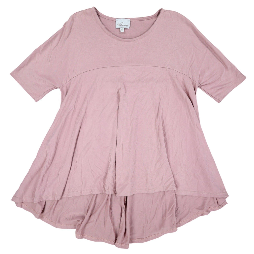 Blu Heaven Tunic Top Womens Small Mauve Pink Modal Blend High Low Babydoll Flowy - take2supply