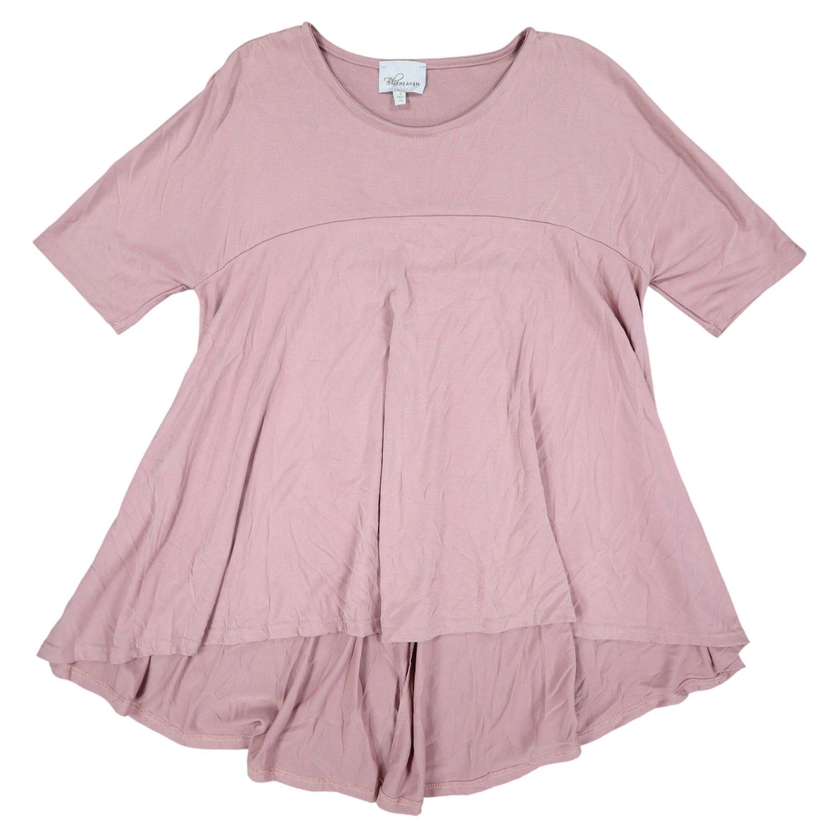 Blu Heaven Tunic Top Womens Small Mauve Pink Modal Blend High Low Babydoll Flowy - take2supply