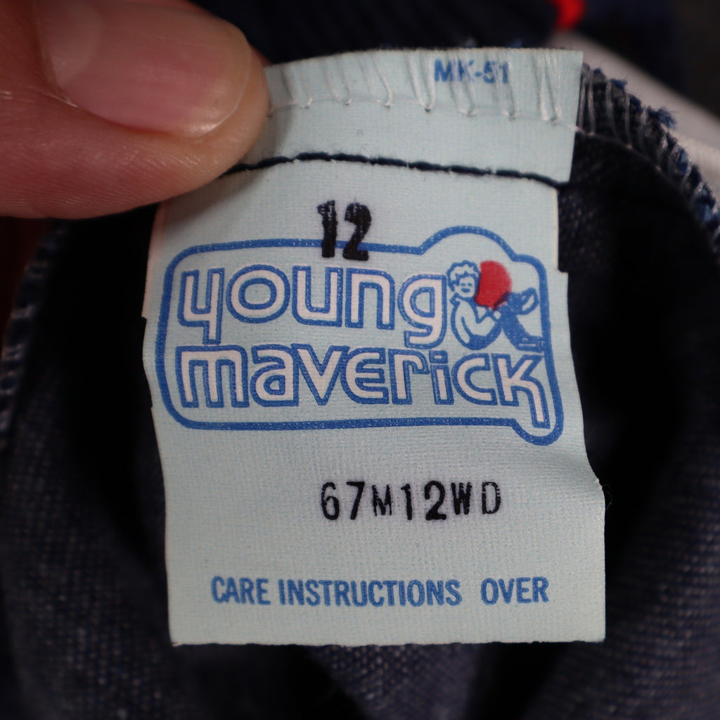 Vintage Young Maverick Jeans Girls 12 Blue Red Piping Elastic Waist USA NWT NOS - take2supply