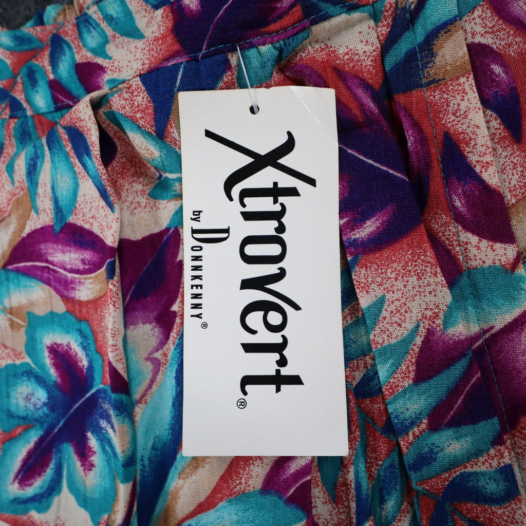 Xtrovert by Donnkenny Skirt Womens 8 Vintage 90s Rayon Tropical Floral Midi USA - take2supply