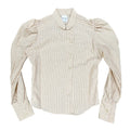 Fancy Free Vintage 80s Puff Sleeve Blouse Womens 5 Tan Striped New - take2supply