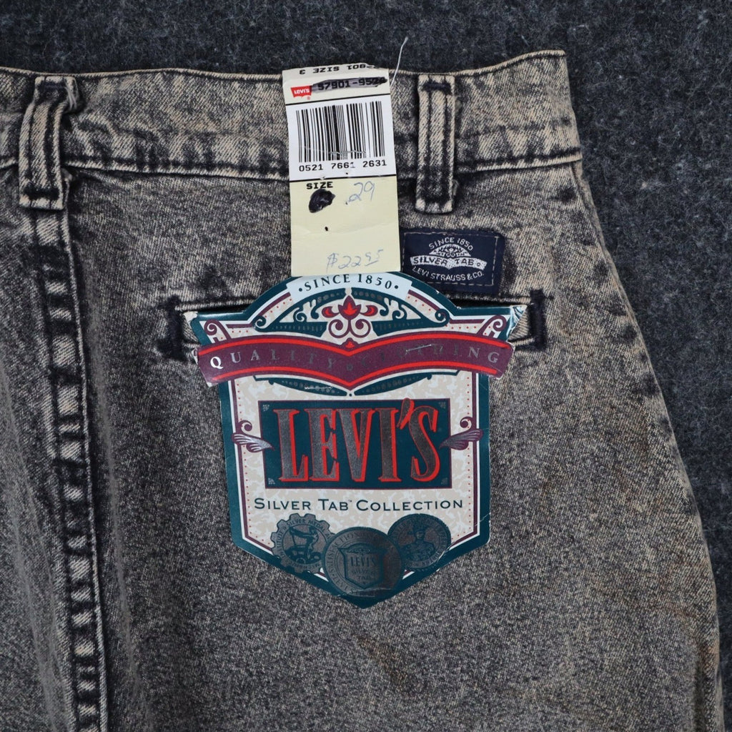Levi's SilverTab Shorts 29 Vintage 90s Acid Wash Grey Cotton Pleated Made in USA - take2supply