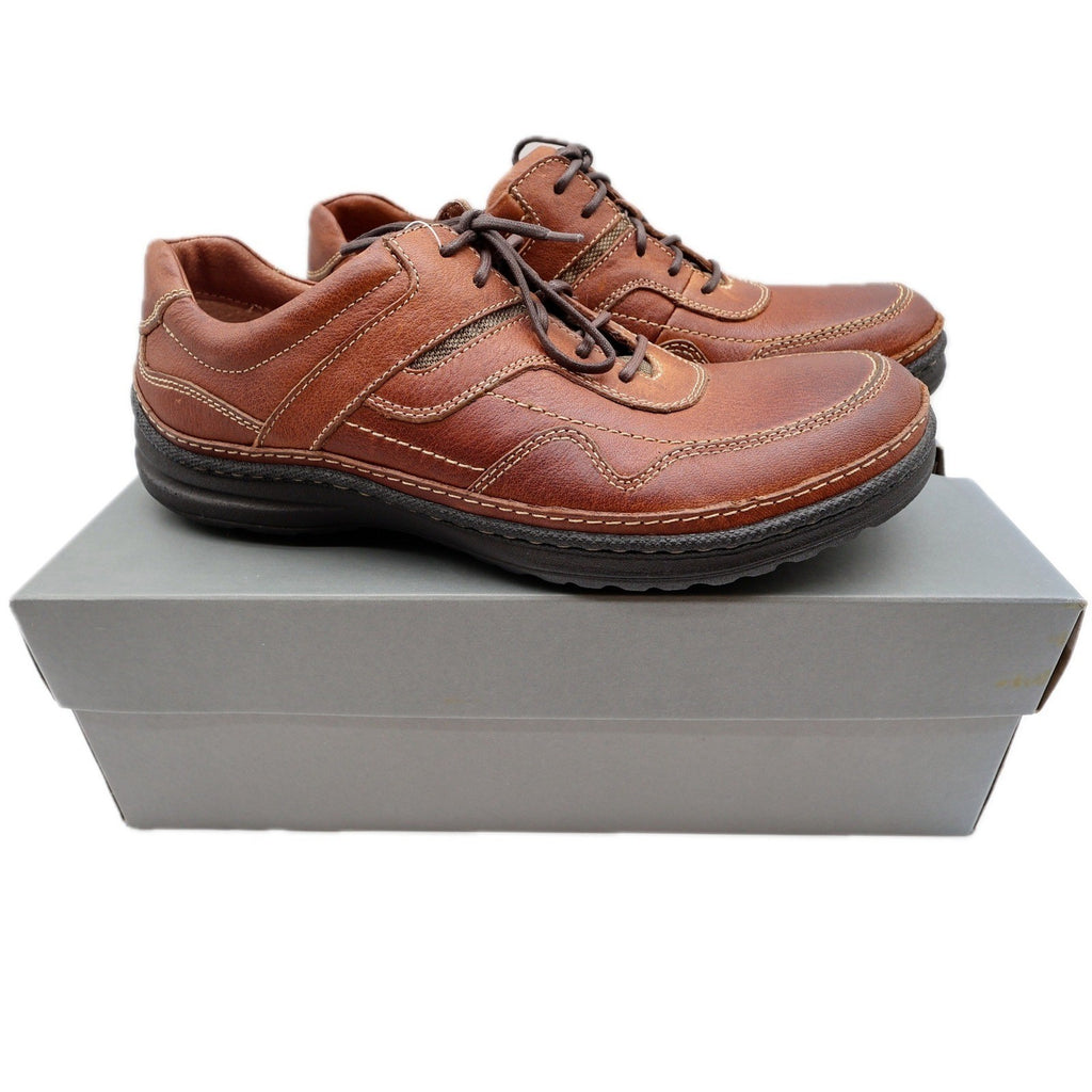 Hush Puppies Pathway Oxford Shoes Mens 9 M Tan Leather OrthoLite Bounce H100746 - take2supply