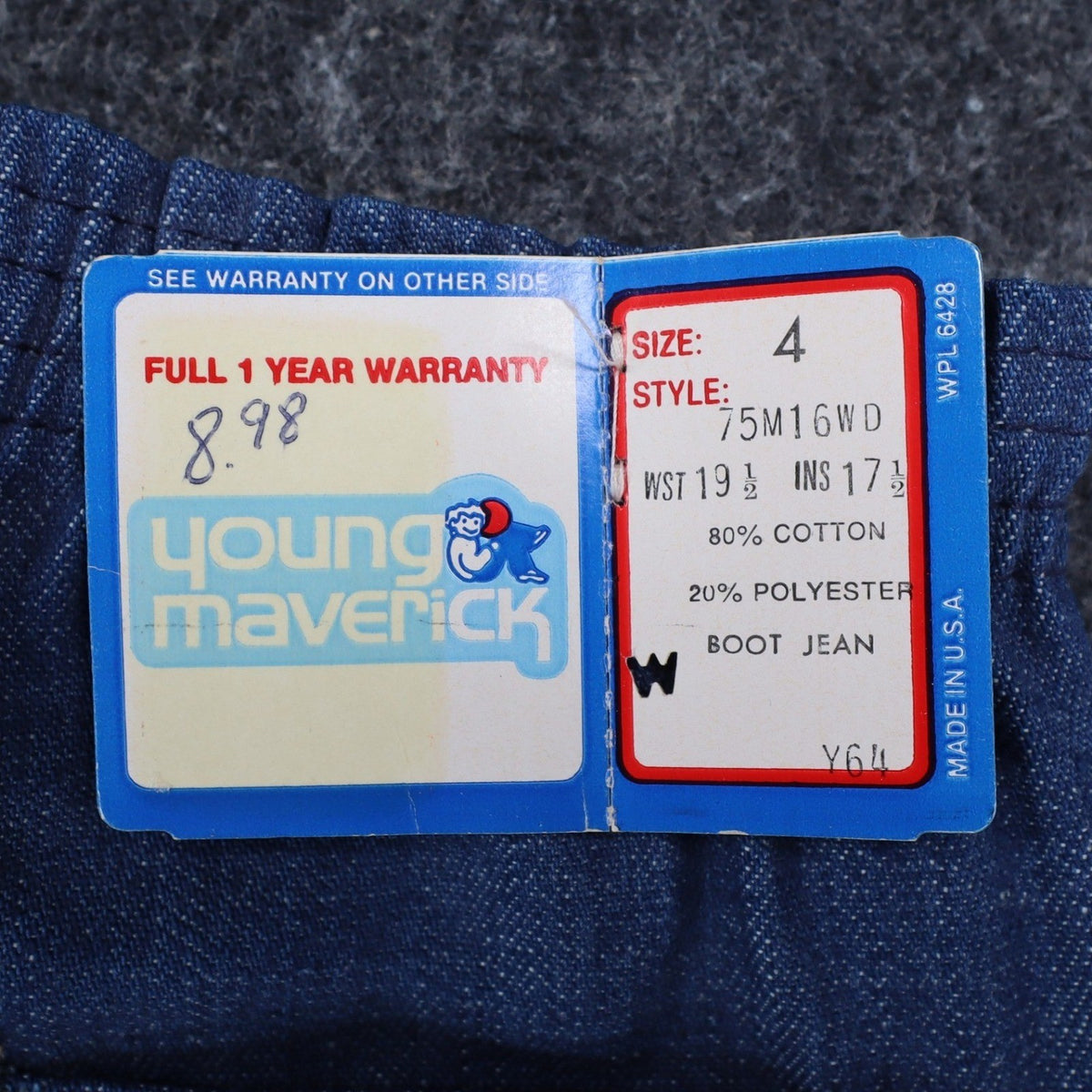 Young Maverick Jeans Size 4 Vintage 70s Blue Denim Bootcut Deadstock USA Made - take2supply