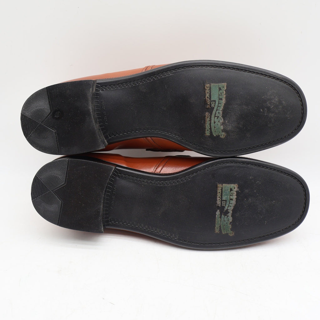 Barclay Penny Loafers Mens 8.5 D Vintage Brown Leather Moc Toe Made in USA - take2supply