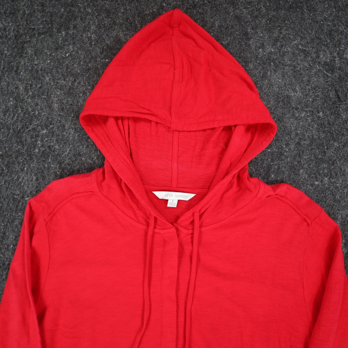 Erin London Womens L Red Cotton Hooded Tunic Top 3/4 Sleeve NWT - take2supply