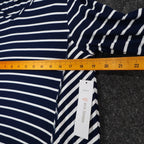 Erin London Tunic Top Womens Medium Navy Blue White Striped Sharkbite Hem NWT - take2supply
