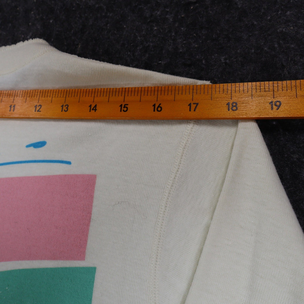 Buffalo Shirts Henley Shirt Medium Vintage 90s Skier Graphic Long Sleeve Cream - take2supply