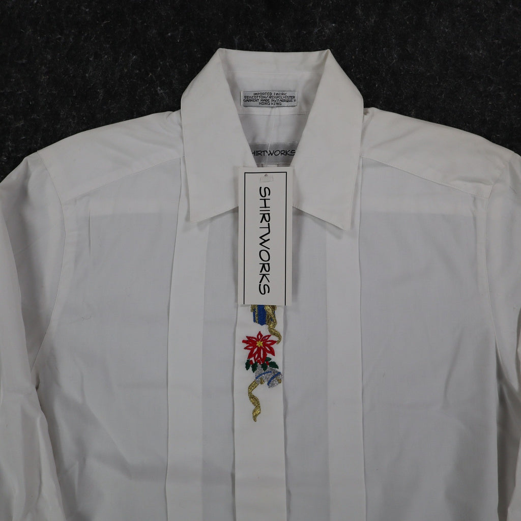 Shirtworks Christmas Shirt Womens S White Embroidered NWT NOS - take2supply