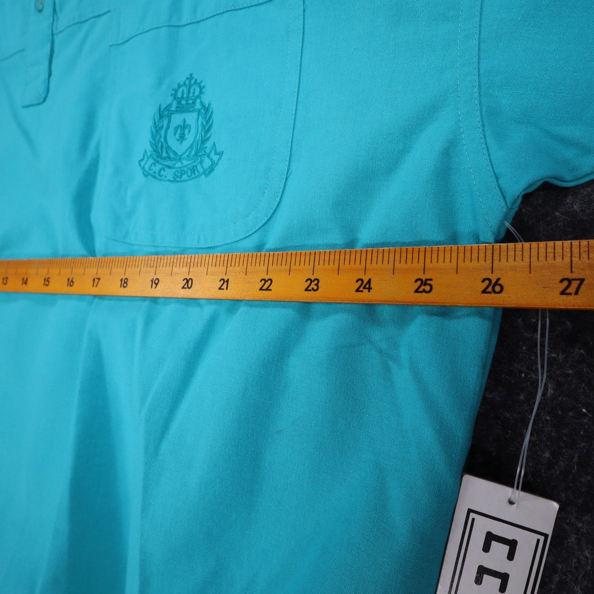 CC Sport Polo Shirt Mens 2XLT Vintage 90s Teal Cotton Blend Banded Bottom NWT - take2supply