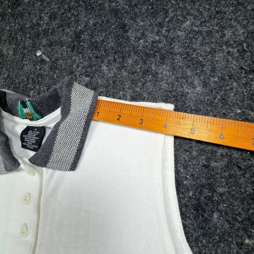 Dunbrooke Vintage Sleeveless Polo Top Womens M White Cotton Herringbone NWT - take2supply